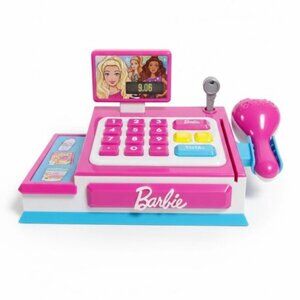 Barbie Pink Blue Play Money Counter Scanner Sound Electronic Toy Cash Register